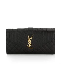 Saint Laurent Large Logo Mix Matelassé Leather Envelope Flap Wallet