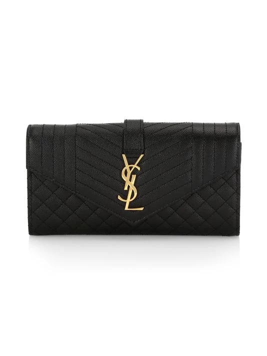 Saint Laurent Large Logo Mix Matelassé Leather Envelope Flap Wallet 3 Saint Laurent Large Logo Mix Matelassé Leather Envelope Flap Wallet