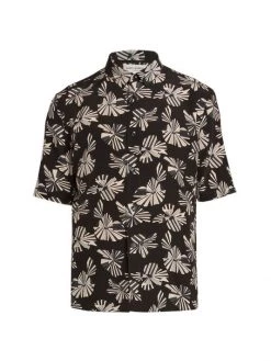 Saint Laurent Printed Silk Short-Sleeve Shirt For Men