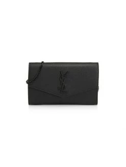 Saint Laurent Uptown Leather Wallet-On-Chain Nero