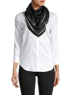 Saint Laurent Cassandra Dotted Silk Jacquard Square Scarf