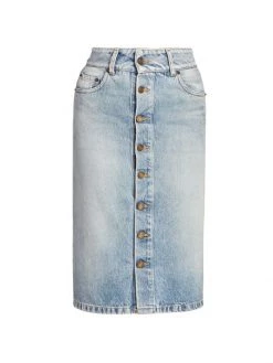 Saint Laurent Denim Button-Front Skirt