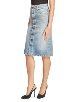 Saint Laurent Denim Button-Front Skirt -Saint Laurent Sales Store unnamed file 2285