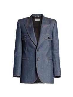 Saint Laurent Peak Lapel Denim Blazer