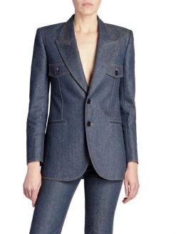 Saint Laurent Peak Lapel Denim Blazer -Saint Laurent Sales Store unnamed file 2316