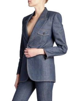 Saint Laurent Peak Lapel Denim Blazer -Saint Laurent Sales Store unnamed file 2317
