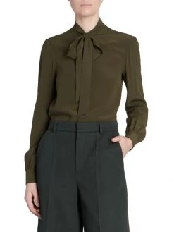 Saint Laurent Neck Bow Silk Blouse -Saint Laurent Sales Store unnamed file 233