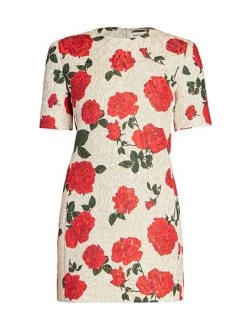 Saint Laurent Rose-Print Sheath Minidress