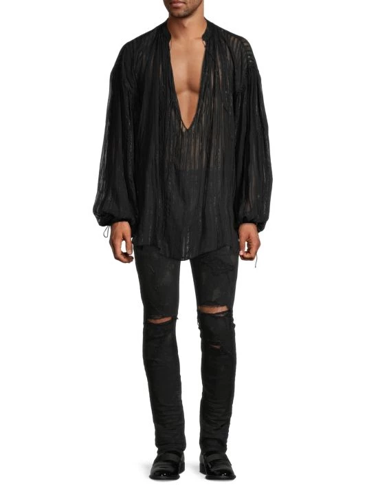 Saint Laurent Silk-Blend V-Neck Shirt For Men 4 Saint Laurent Silk-Blend V-Neck Shirt For Men - Image 2