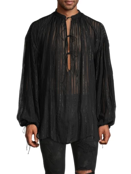 Saint Laurent Silk-Blend V-Neck Shirt For Men 5 Saint Laurent Silk-Blend V-Neck Shirt For Men - Image 3