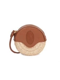 Saint Laurent Logo Raffia-Leather Coin Pouch-On-Strap
