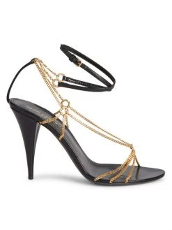 Saint Laurent Sexy Strappy Chain & Leather Sandals