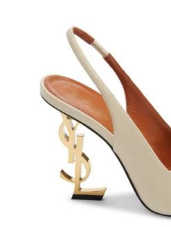 Saint Laurent Opyum Logo-Heel Leather Slingback Pumps -Saint Laurent Sales Store unnamed file 2483