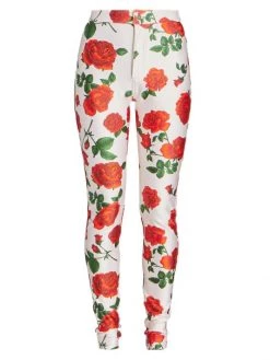 Saint Laurent Rose-Print Skinny Pants