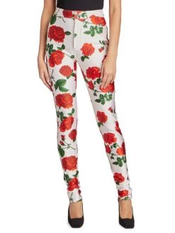Saint Laurent Rose-Print Skinny Pants -Saint Laurent Sales Store unnamed file 2525