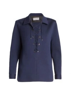 Saint Laurent Lace-Up Wool-Blend Shirt