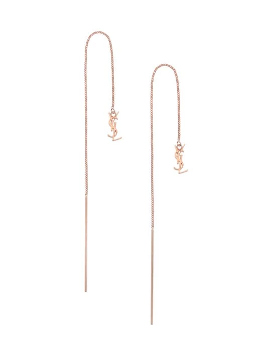 Saint Laurent Goldtone YSL Monogram Drop Earrings 3 Saint Laurent Goldtone YSL Monogram Drop Earrings
