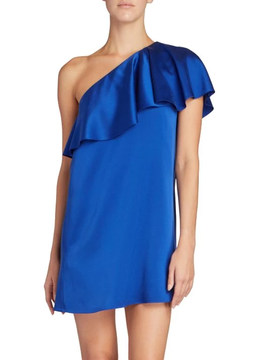 Saint Laurent Satin Silk One-Shoulder Ruffle Minidress 5 Saint Laurent Satin Silk One-Shoulder Ruffle Minidress - Image 3