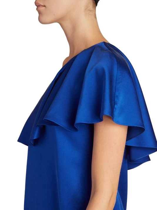 Saint Laurent Satin Silk One-Shoulder Ruffle Minidress 8 Saint Laurent Satin Silk One-Shoulder Ruffle Minidress - Image 6