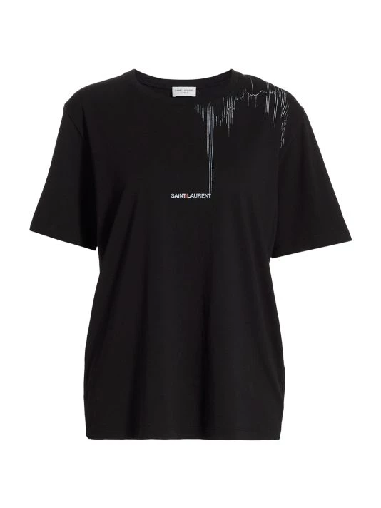 Saint Laurent Metallic Pattern & Micro Logo T-Shirt 3 Saint Laurent Metallic Pattern & Micro Logo T-Shirt