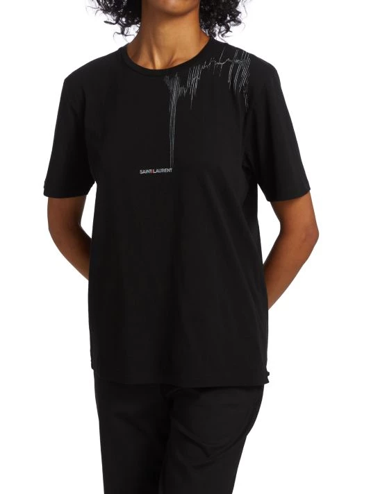 Saint Laurent Metallic Pattern & Micro Logo T-Shirt 4 Saint Laurent Metallic Pattern & Micro Logo T-Shirt - Image 2