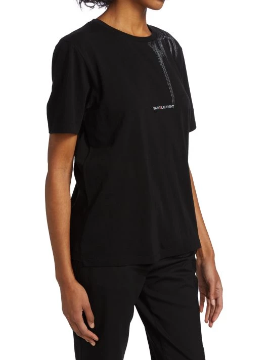 Saint Laurent Metallic Pattern & Micro Logo T-Shirt 5 Saint Laurent Metallic Pattern & Micro Logo T-Shirt - Image 3