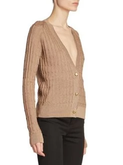 Saint Laurent Cable-Knit V-Neck Cardigan -Saint Laurent Sales Store unnamed file 2647