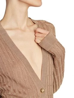 Saint Laurent Cable-Knit V-Neck Cardigan -Saint Laurent Sales Store unnamed file 2649