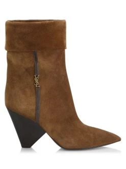 Saint Laurent Liz 85MM Suede Mid-Calf Boots