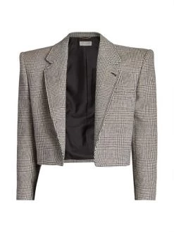 Saint Laurent Glen Check Cropped Blazer