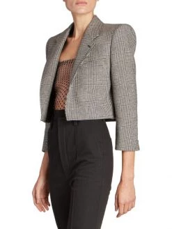 Saint Laurent Glen Check Cropped Blazer -Saint Laurent Sales Store unnamed file 2685