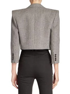 Saint Laurent Glen Check Cropped Blazer -Saint Laurent Sales Store unnamed file 2686