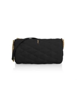 Saint Laurent Quilted Leather Tube Bag Black