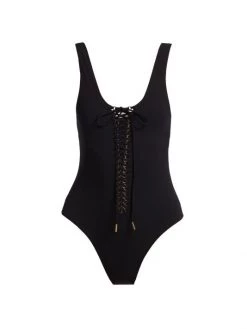 Saint Laurent Lace-Up One-Piece Swimsuit