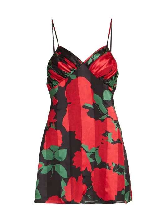 Saint Laurent Rose-Print Silk Cami Minidress 3 Saint Laurent Rose-Print Silk Cami Minidress