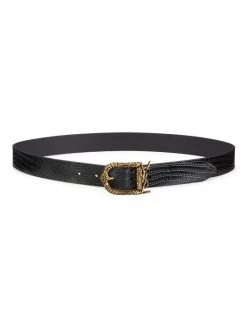 Saint Laurent Celtic Croc-Embossed Leather Belt