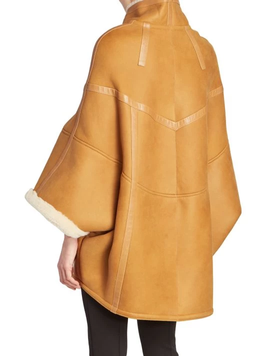 Saint Laurent Oversized Leather & Shearling Cape Coat 6 Saint Laurent Oversized Leather & Shearling Cape Coat - Image 4