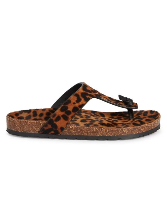 Saint Laurent Fabrice Leopard Calf Hair T-Strap Cork Sandals 3 Saint Laurent Fabrice Leopard Calf Hair T-Strap Cork Sandals
