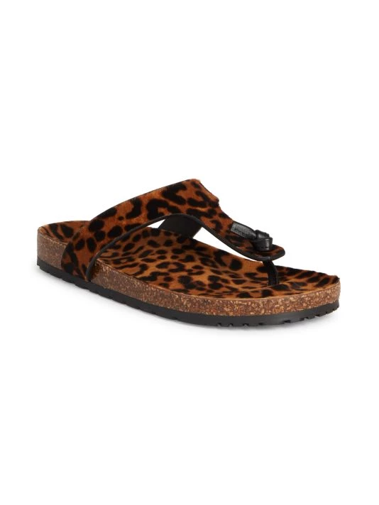 Saint Laurent Fabrice Leopard Calf Hair T-Strap Cork Sandals 4 Saint Laurent Fabrice Leopard Calf Hair T-Strap Cork Sandals - Image 2