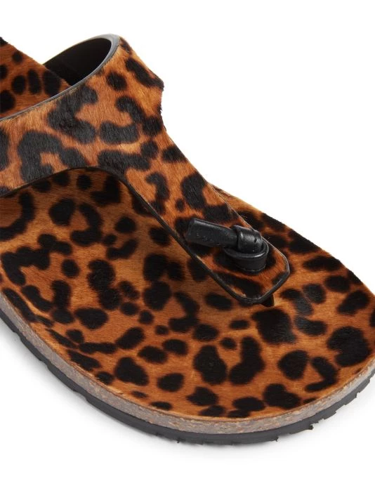 Saint Laurent Fabrice Leopard Calf Hair T-Strap Cork Sandals 8 Saint Laurent Fabrice Leopard Calf Hair T-Strap Cork Sandals - Image 6