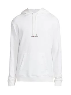 Saint Laurent Cotton-Blend Contrast Logo Hoodie For Men Blanc -Saint Laurent Sales Store unnamed file 2834