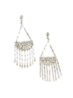 Saint Laurent Silvertone Strass Crystal Chandelier Earrings