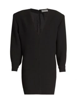 Saint Laurent Wool V-Neck Sheath Minidress