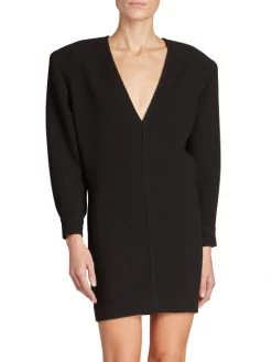 Saint Laurent Wool V-Neck Sheath Minidress -Saint Laurent Sales Store unnamed file 2895