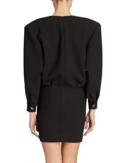 Saint Laurent Wool V-Neck Sheath Minidress -Saint Laurent Sales Store unnamed file 2897