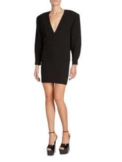 Saint Laurent Wool V-Neck Sheath Minidress -Saint Laurent Sales Store unnamed file 2898