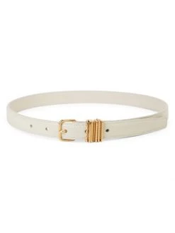 Saint Laurent Stacked-Loop Lizard-Embossed Leather Belt