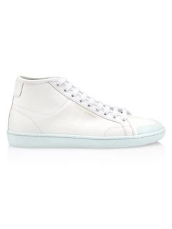 Saint Laurent SL/39 Leather Mid-Top Sneakers White Rose -Saint Laurent Sales Store unnamed file 2932