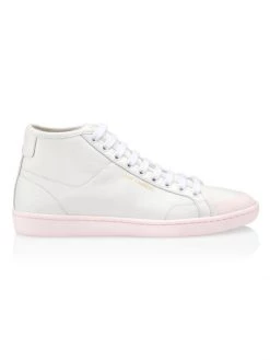 Saint Laurent SL/39 Leather Mid-Top Sneakers White Rose -Saint Laurent Sales Store unnamed file 2933