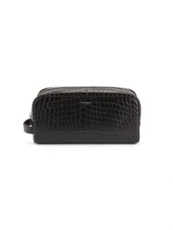 Saint Laurent Croc-Embossed Leather Cosmetic Case For Men